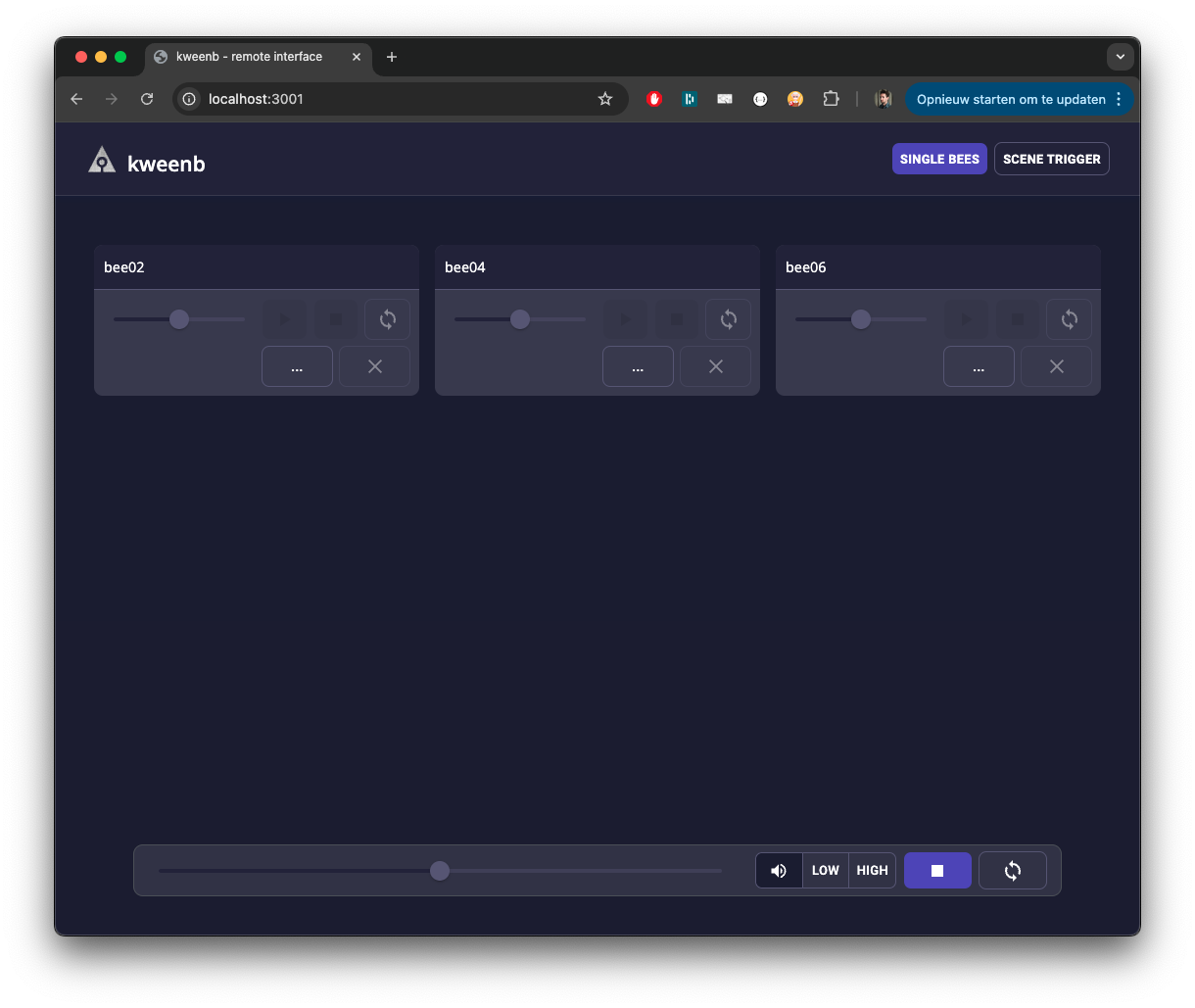 The interface for triggering of kweenb